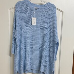 Mud Pie Light Blue Knit Oversized Sweater